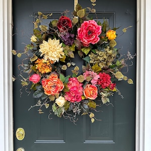 Spring Wreaths, Summer Wreaths, Fall Wreaths, Autumn Wreaths, Front Door Wreath, Colorful Wreaths, Large Wreath, Luxury Wreath image 9