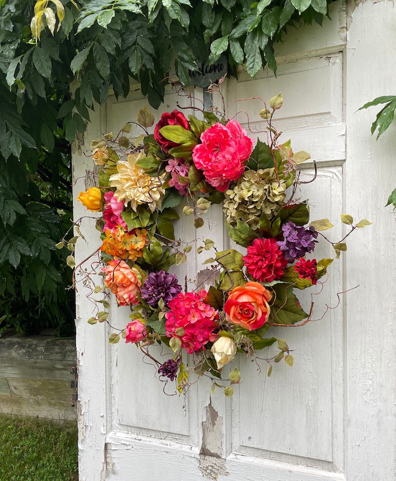 Spring Wreaths, Summer Wreaths, Fall Wreaths, Autumn Wreaths, Front Door Wreath, Colorful Wreaths, Large Wreath, Luxury Wreath image 3