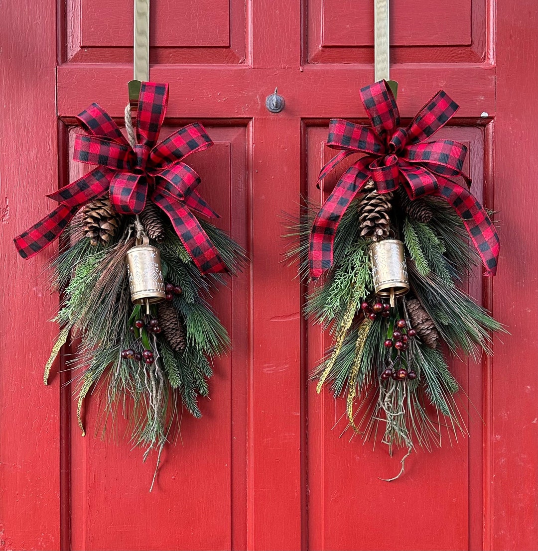 Swag Set of 2, Pair of Swags, Mini Winterteardrop, Holiday Swag