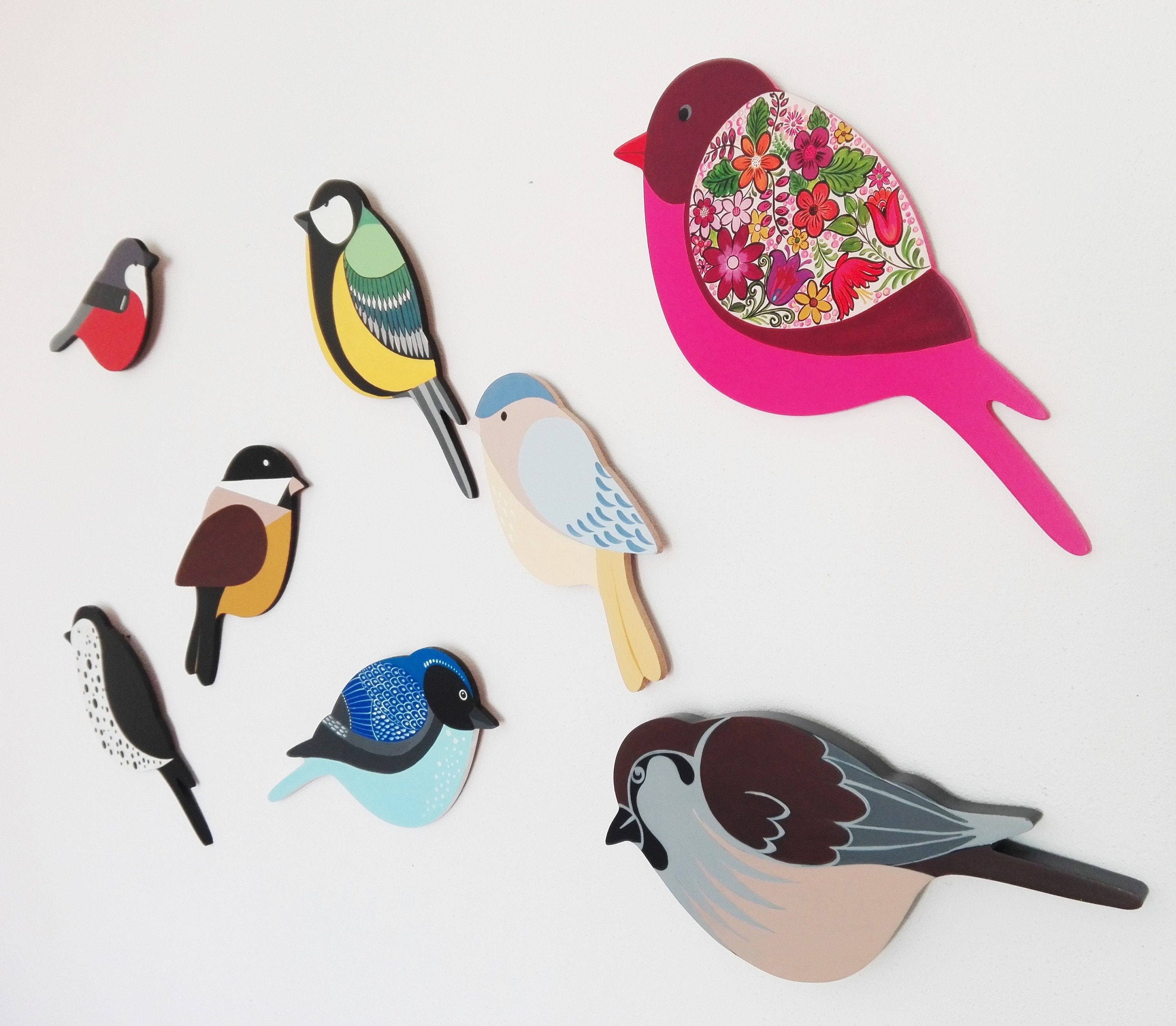 Wooden birds for wall handmade wall decoration decoration Etsy