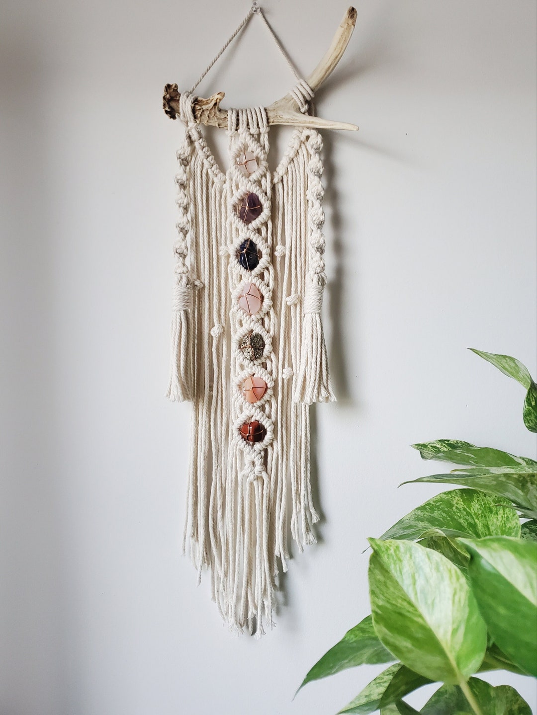 Macrame Chakra Hanging on Natural Shed Macrame Chakra Etsy