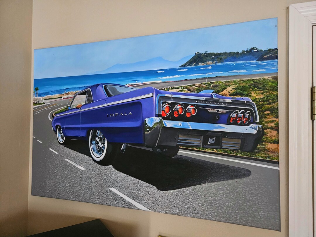Chevrolet Impala 1964 ORIGINAL Canvas Painting - Etsy