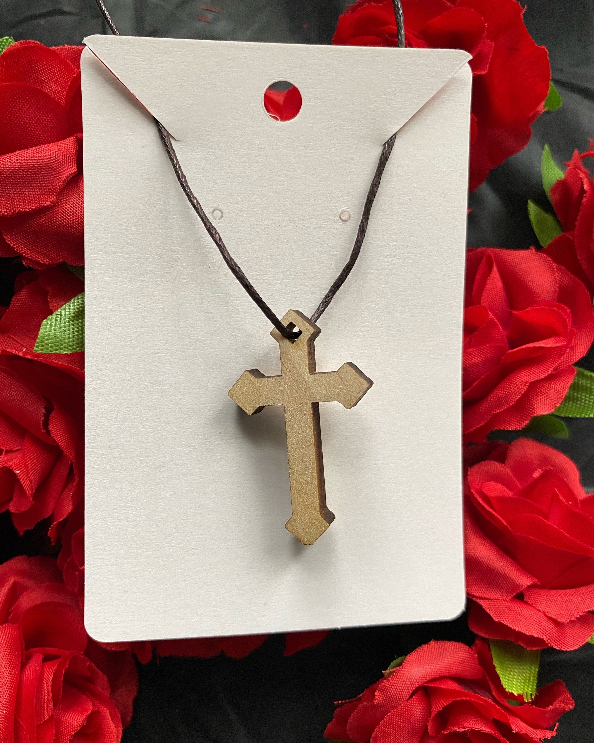 Wooden Cross Necklace Etsy