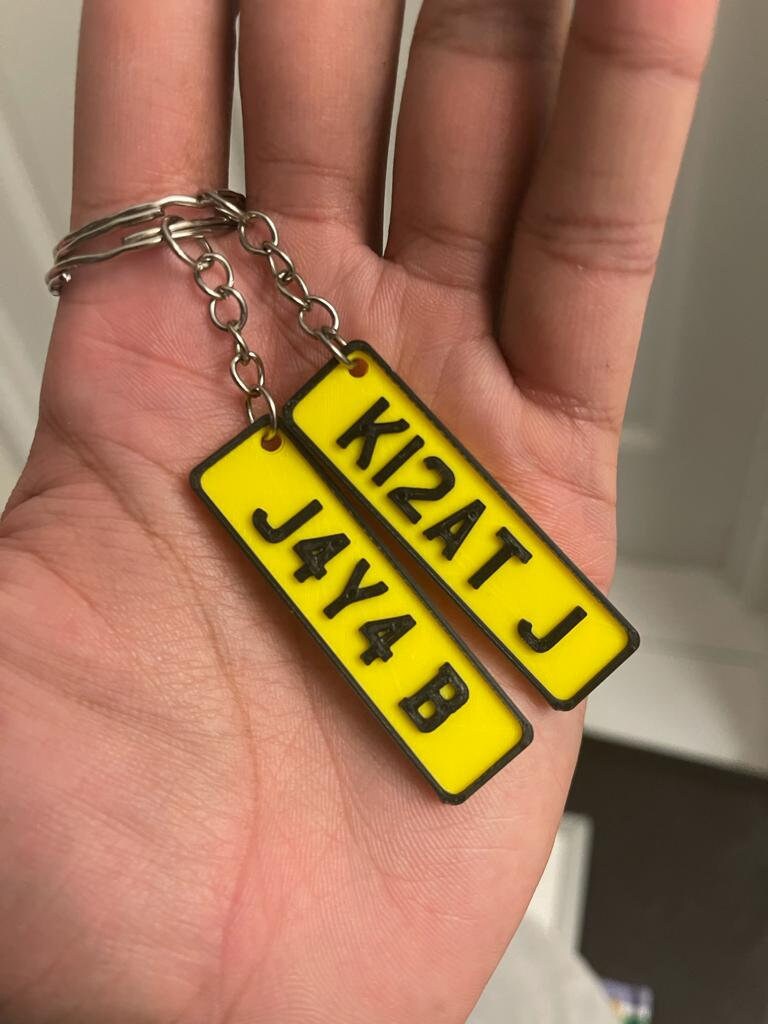 Personalised Number Plate Key Keyring Name Custom Plaque 3D Etsy