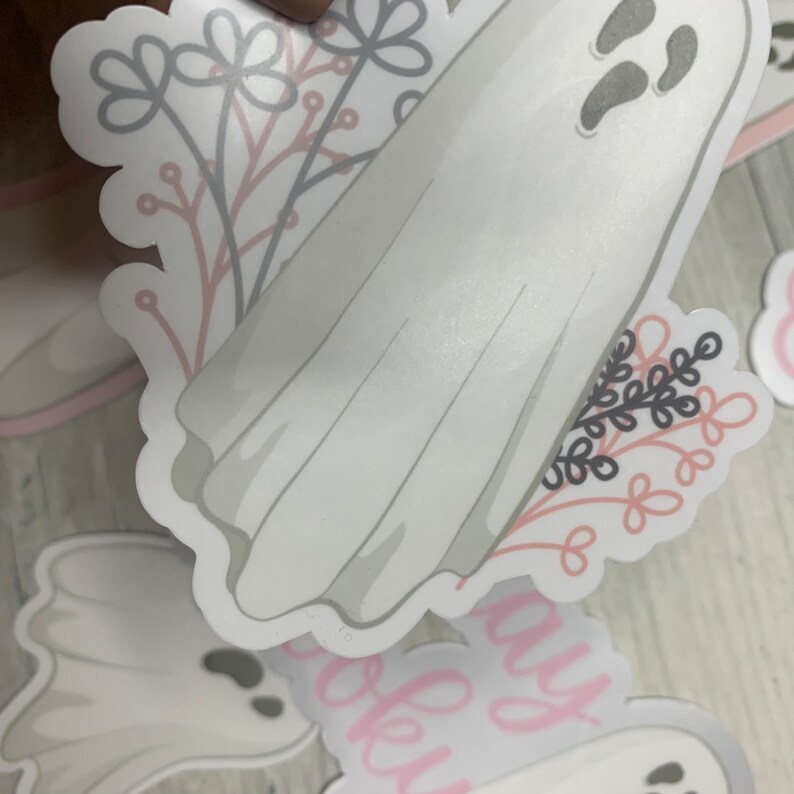 Pink Ghost Stickers cute Ghost Laptop Sticker Spooky Etsy