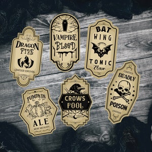 6 pk  | Potion Label Stickers | Apothecary Labels | tumbler potion sticker |Halloween bottle Stickers