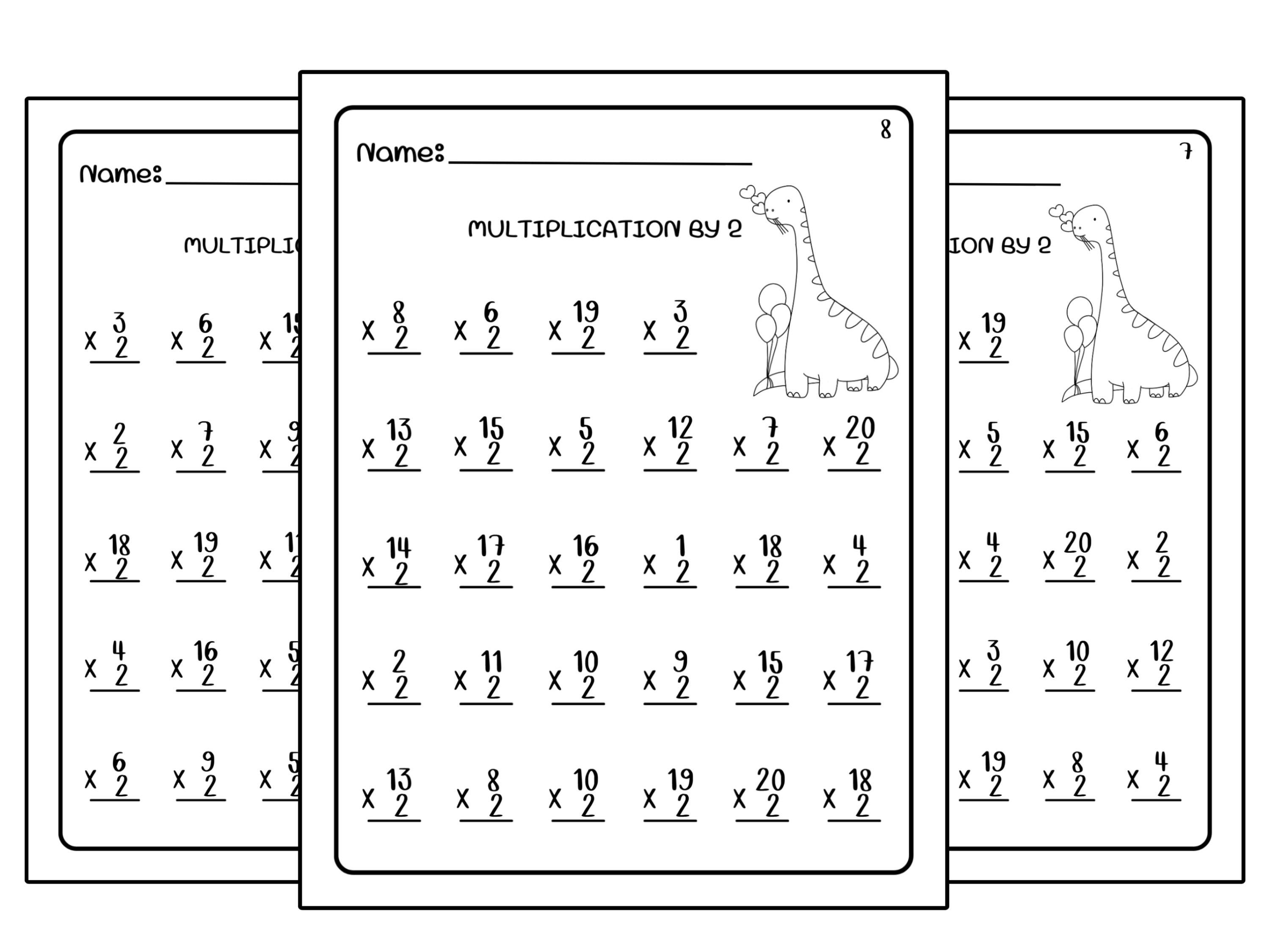 20 Printable Multiplication by 2 Worksheets - Etsy