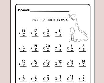 20 hojas de trabajo imprimibles de multiplicación por 2