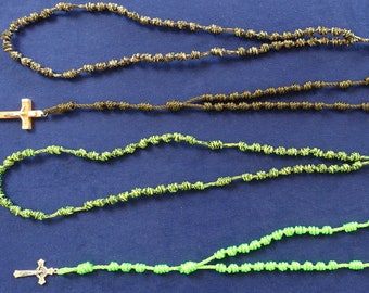 Greens & Browns Knotted Cord Rosary | Different Colour Options | Handmade | Rosaries | Christian | Catholic | Prayer beads