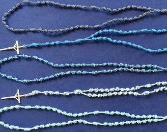 Blue Knotted Cord Rosary | Different Colour Options | Handmade | Rosaries | Christian | Catholic | Prayer beads | Dark Royal Light Flecked