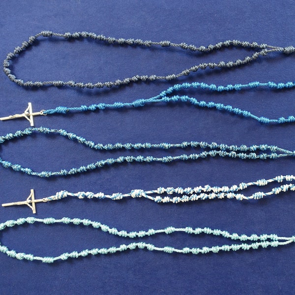 Blue Knotted Cord Rosary | Different Colour Options | Handmade | Rosaries | Christian | Catholic | Prayer beads | Dark Royal Light Flecked