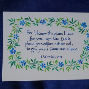 The Plans I Have For You Bible Verse Card Catholic Christian Scripture Watercolour Calligraphy Encouraging Bible Future image 3