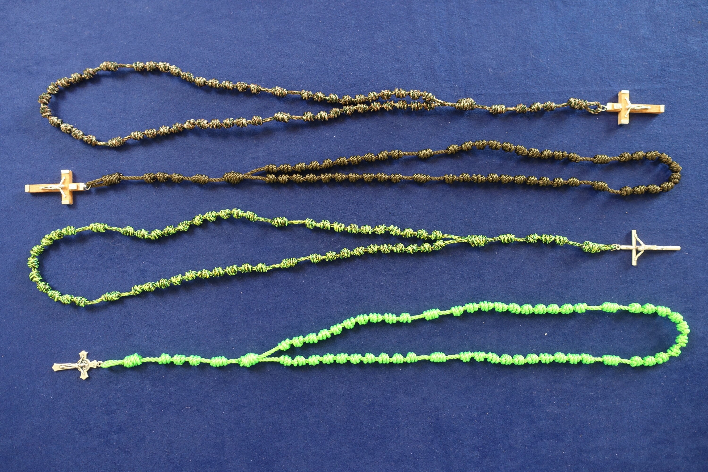 Greens & Browns Knotted Cord Rosary Different Colour Options