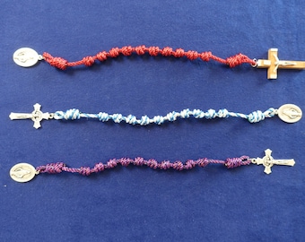 Single Decade Knotted Cord Rosary - Rope | 'Tenner' | Handmade | Rosaries | Christian | Catholic | Multi coloured-options | Crucifix