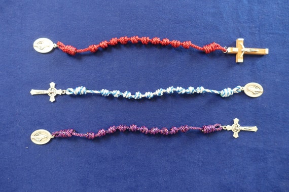 Single Decade Knotted Cord Rosary Rope 'tenner' Handmade Rosaries Christian  Catholic Multi Coloured-options Crucifix 