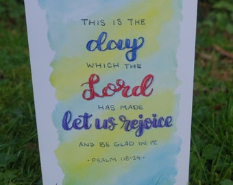 This Is The Day Card Bible Verse Card Scripture Card Psalm 118:24 Thanksgiving Card Birthday Cards Christian Cards Catholic Joyful