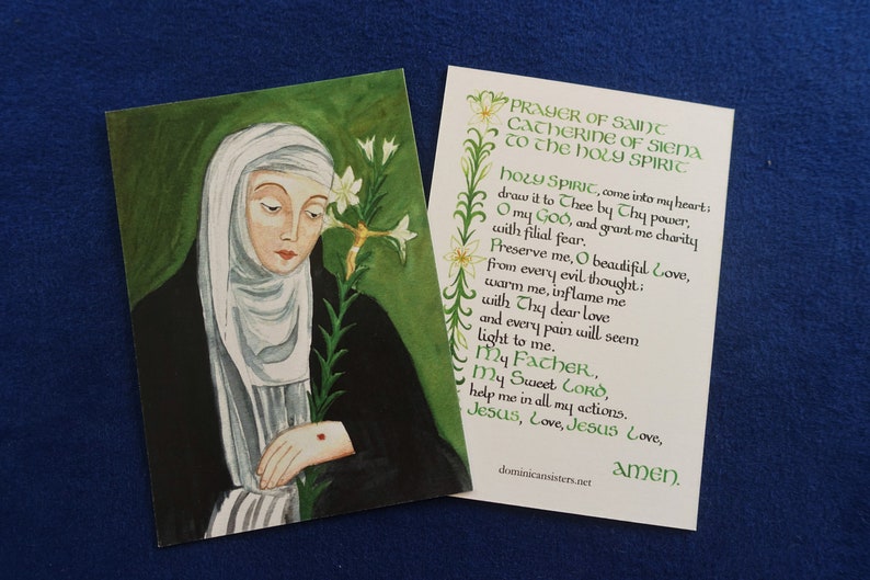 St Catherine of Siena Prayer Card Prayer to the Holy Spirit Etsy UK