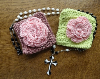 Mystical Rose Pouch | Hand Crocheted Rosary Pouch | Hand made | Floral | Colourful | Catholic | Christian | Gift for Her
