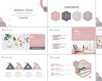 Minimal Clean Pink Geometry Work Report PowerPoint Template