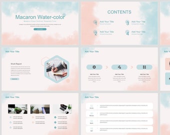 Water-color Clean Work Report PowerPoint Template