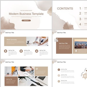Water-color Brief Work Summary Report PowerPoint Template