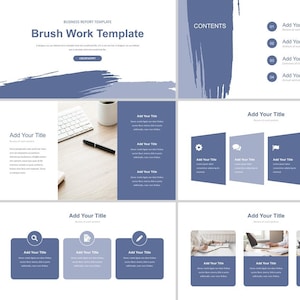Minimal Clean Brush Style Work Plan PowerPoint Template