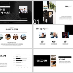 白黒雑誌スタイルのビジネス PowerPoint テンプレート
