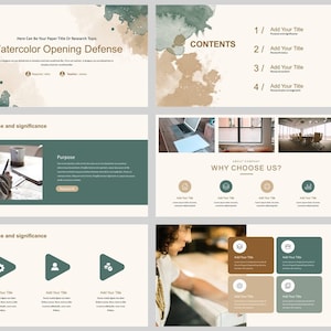 Water-color Opening Defense Report PowerPoint Template