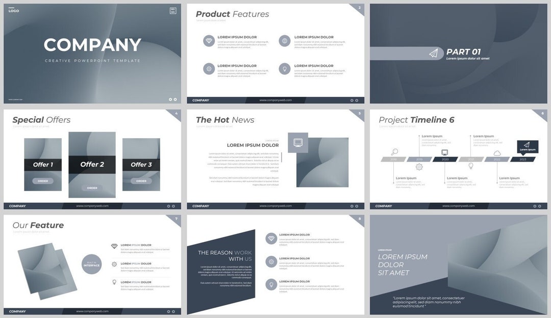 Modern Gray Clean Business Powerpoint Template - Etsy