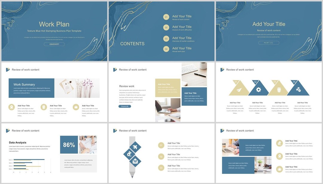 Texture Blue Hot Stamping Business Plan Powerpoint Template - Etsy