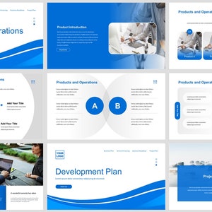 Modern Blue Business Plan Powerpoint Template - Etsy