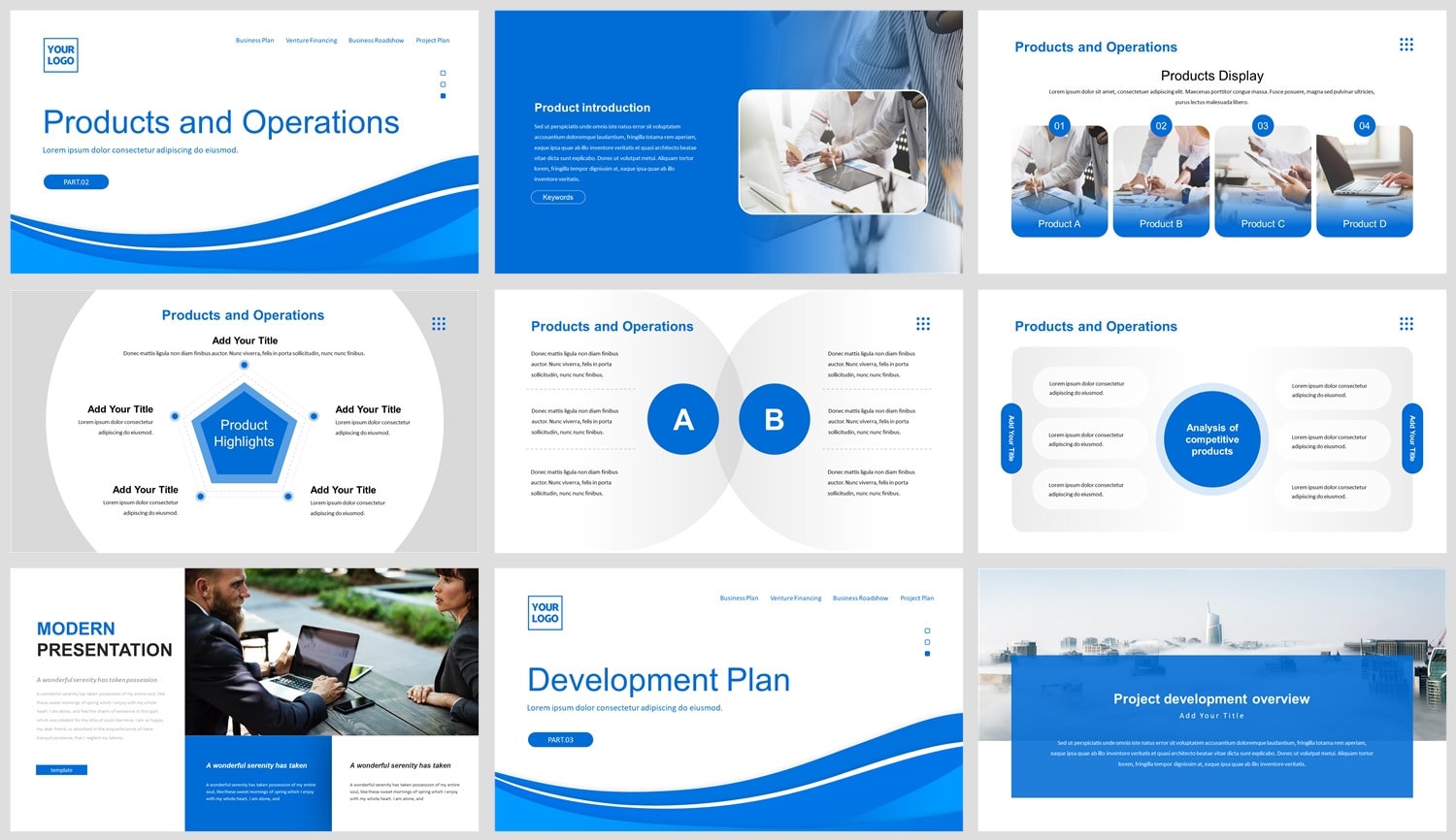 Modern Blue Business Plan Powerpoint Template - Etsy