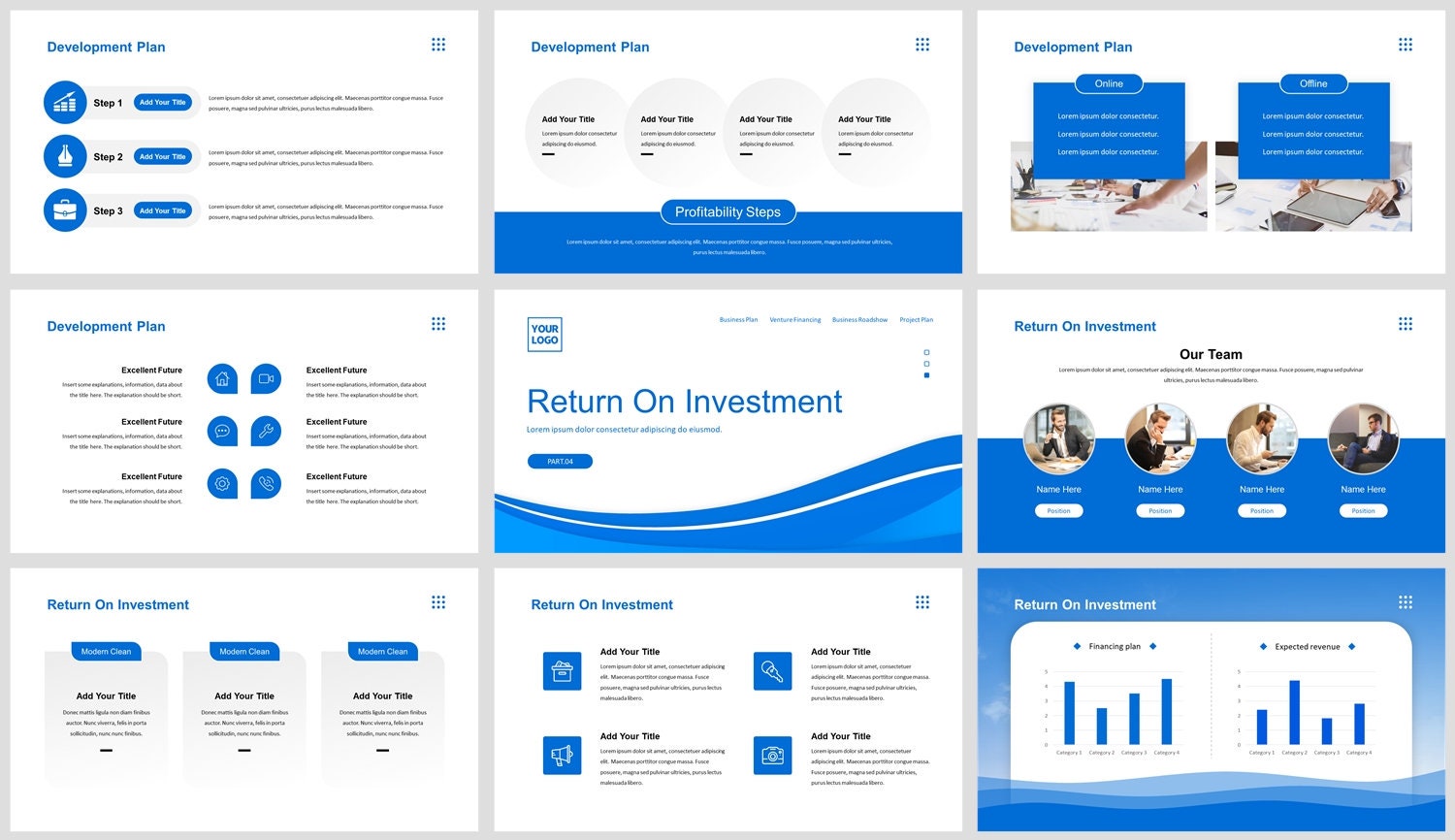 Modern Blue Business Plan Powerpoint Template - Etsy