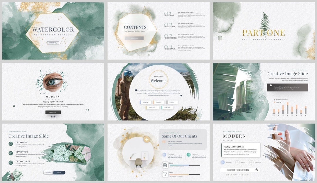 Water-color Modern Clean Report Powerpoint Template - Etsy