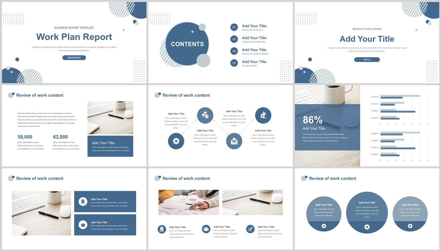 Blue Clean Business Work Report Powerpoint Template - Etsy