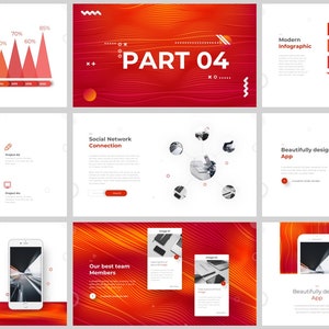 Modern Red Clean Business Powerpoint Template - Etsy