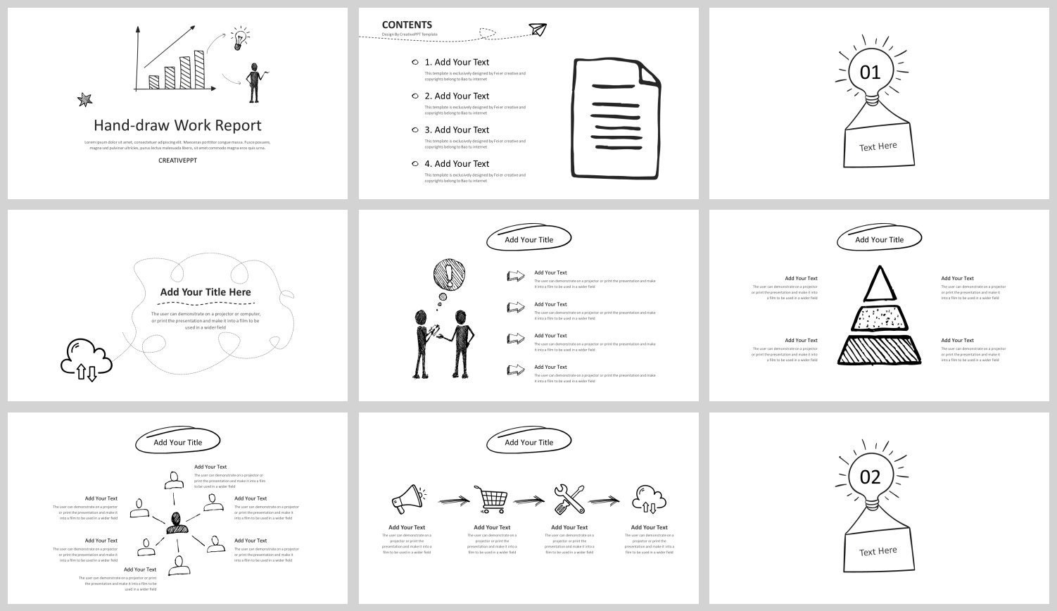 Minimal Hand Drawn Powerpoint Presentation Template - Etsy