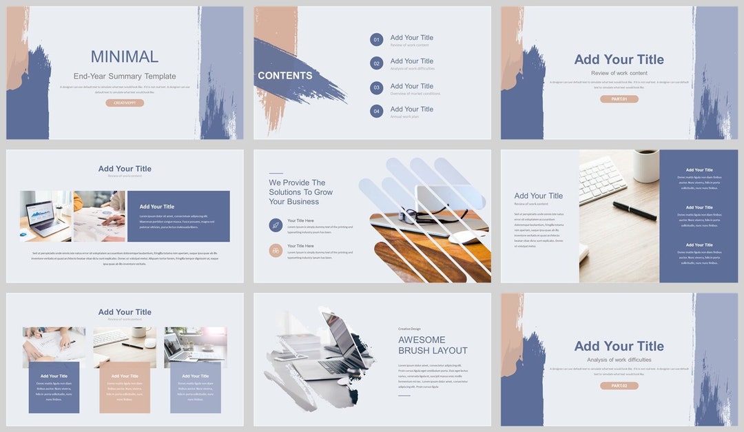 Minimal Clean Work Summary Powerpoint Template - Etsy