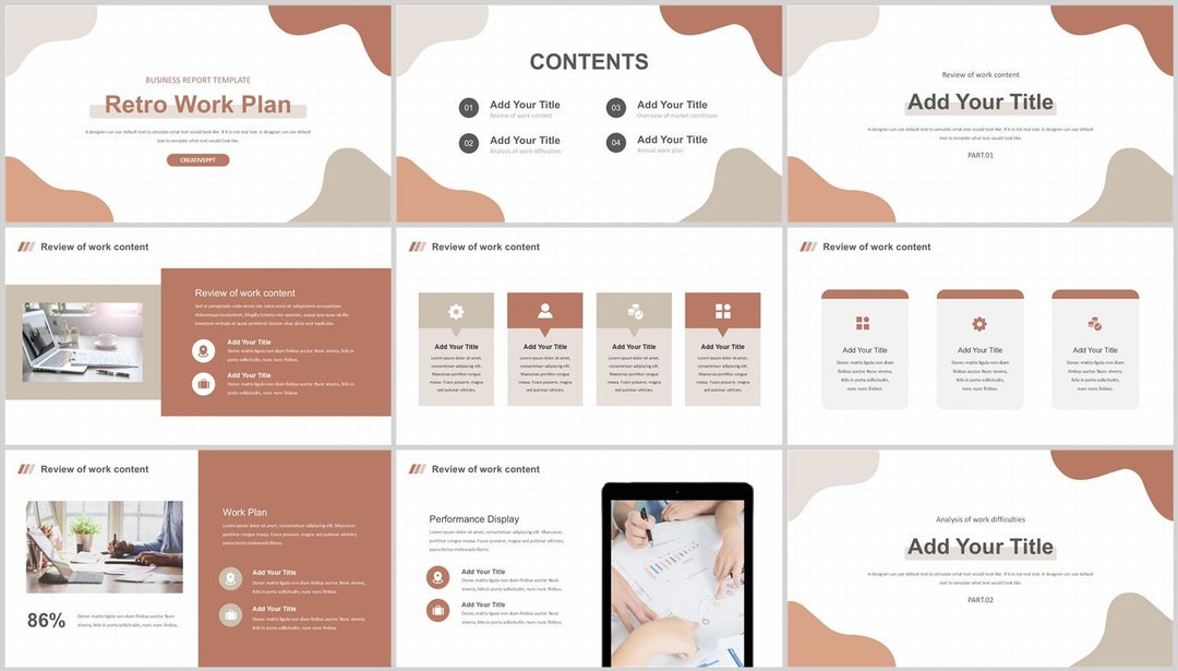 Retro Clean Business Plan Powerpoint Template - Etsy
