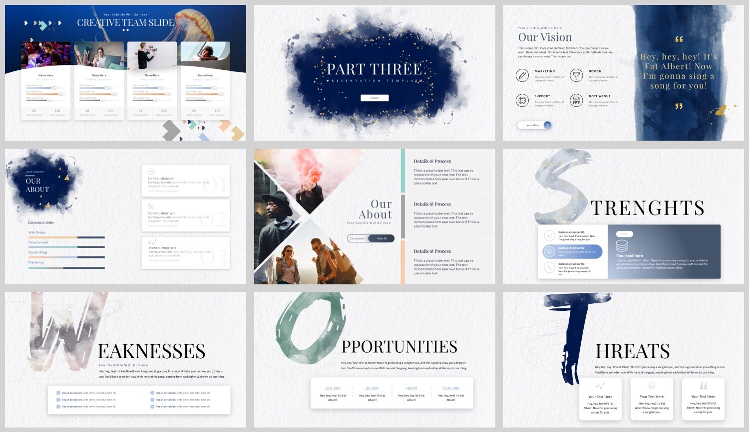 Water-color Modern Clean Report Powerpoint Template - Etsy