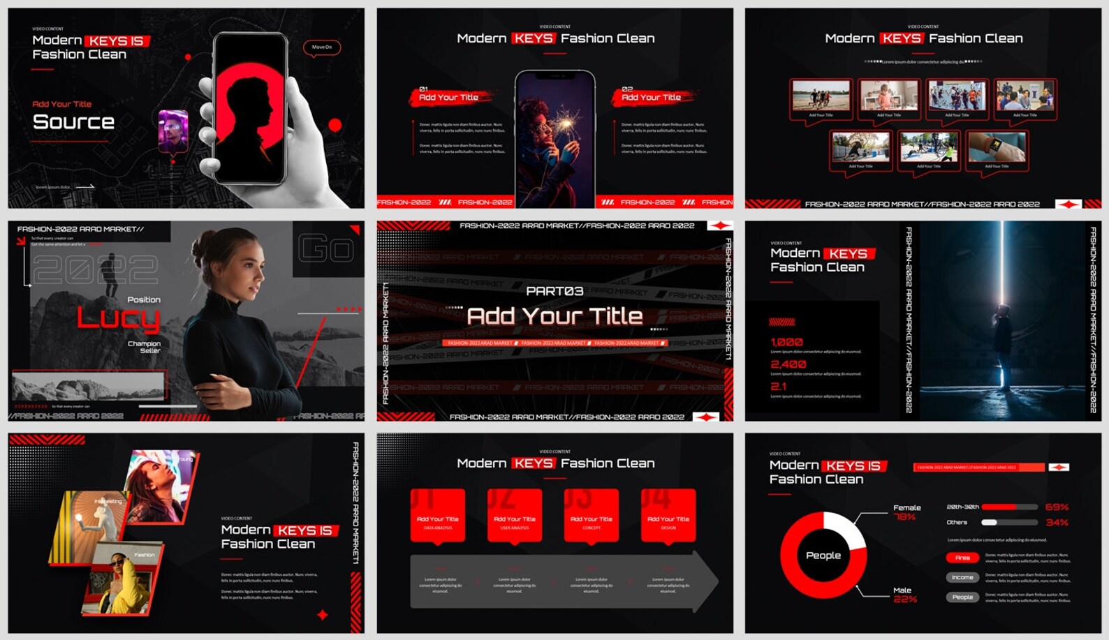 Modern Red Fahsion Clean Business Powerpoint Template - Etsy