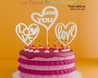 Love Cake Topper SVG STL Bundle | 3D Print & Laser Cut | Instant Digital Download