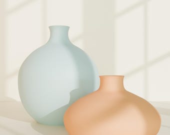 Modern Vase Set - 2 Decorative Vases for 3D Printing - Minimal Home Decor STL