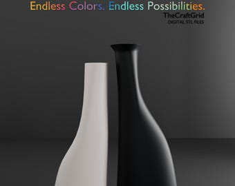 Unique Vase Bundle STL Files | Printable Vases | Minimalist Home Decor Set | Digital Download