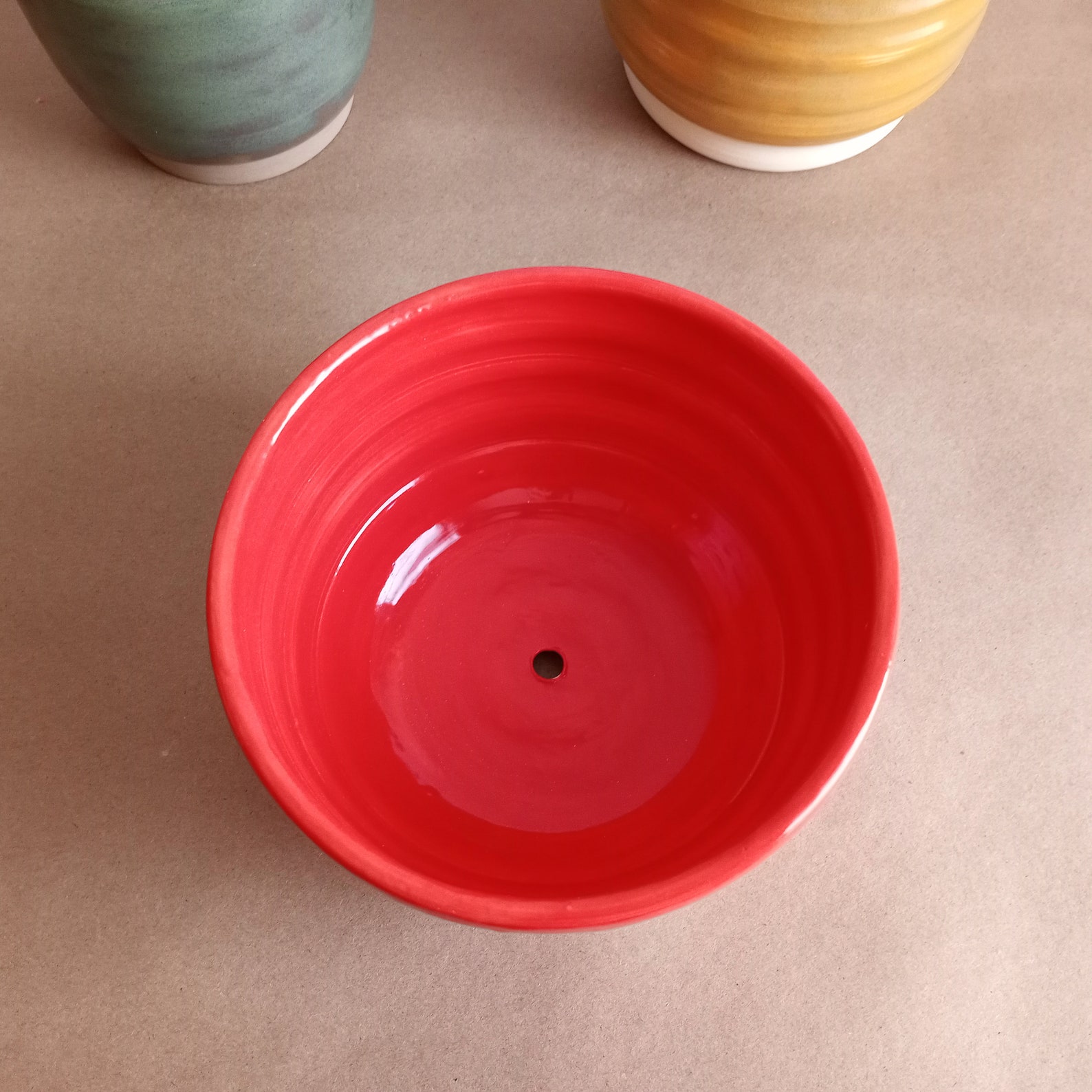 Bright Red Handmade Ceramic Planter Pot Medium large red Etsy