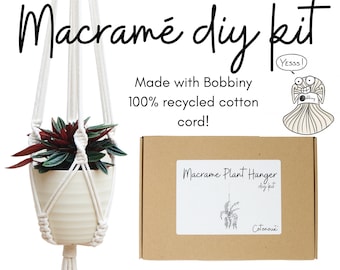 Macrame Kit, DIY Plant Hanger, Bobbiny 100% Cotton Rope / Hanging Planter Crafting Kit for Beginners