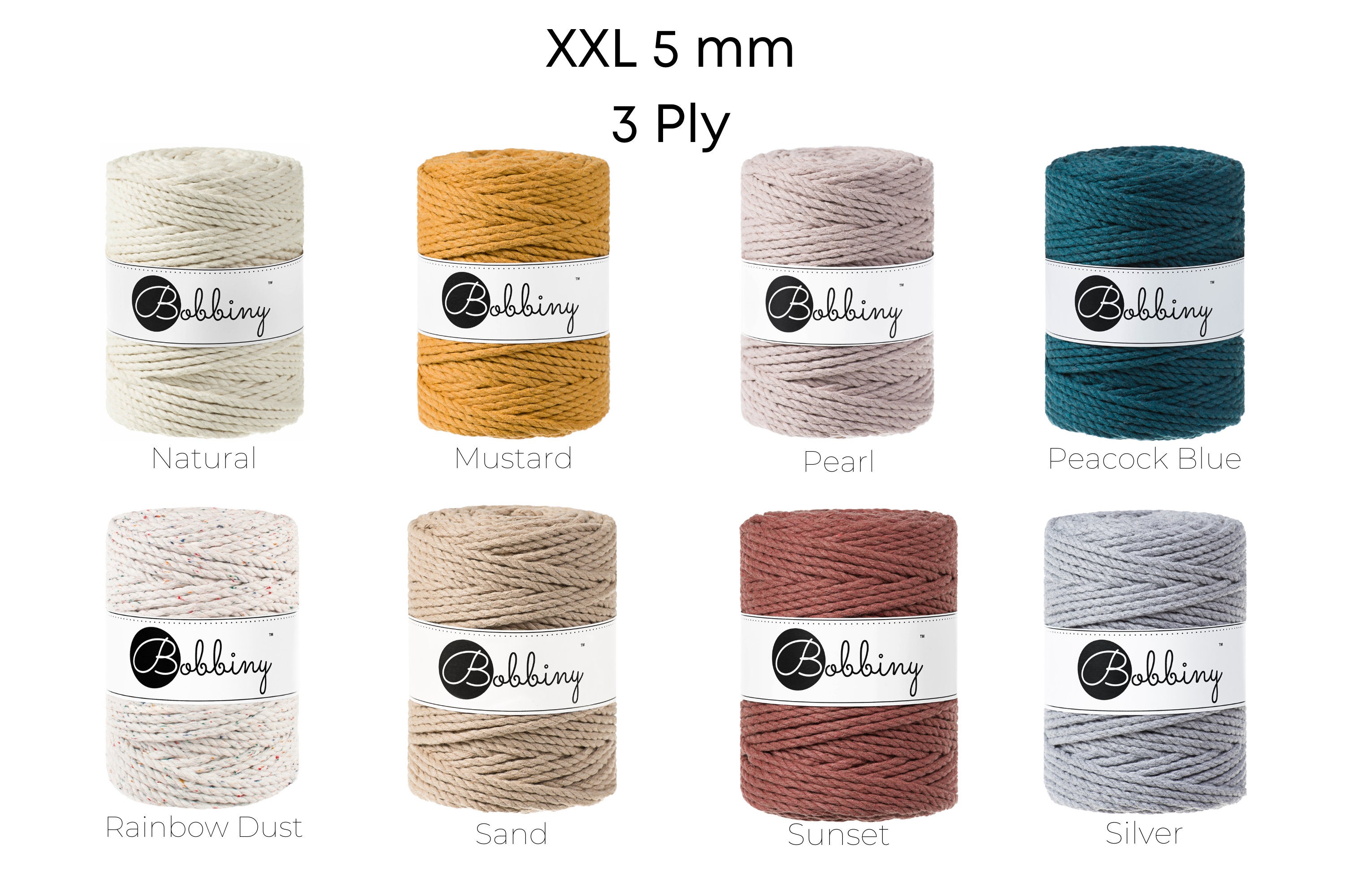 Bobbiny Macramé Příze XXL 5mm Golden Natural