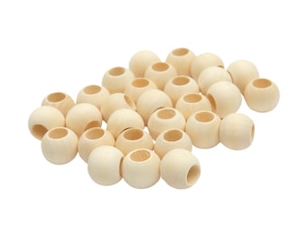 Natural Wooden Beads 20mm Large Hole - Unfinished Wooden Beads for Crafting, Macramé activities