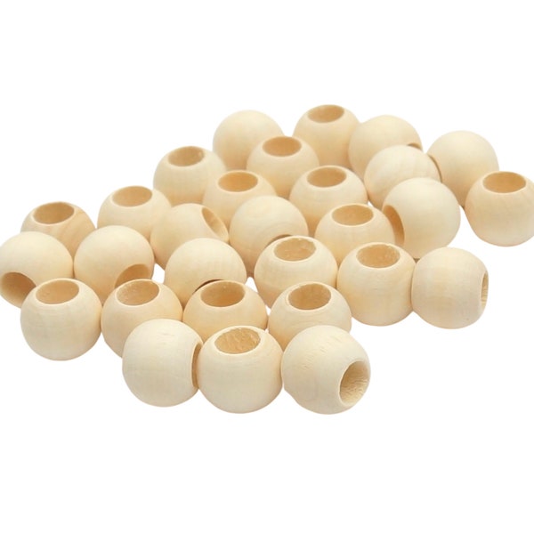 Natural Wooden Beads 20mm Large Hole - Unfinished Wooden Beads for Crafting, Macramé activities