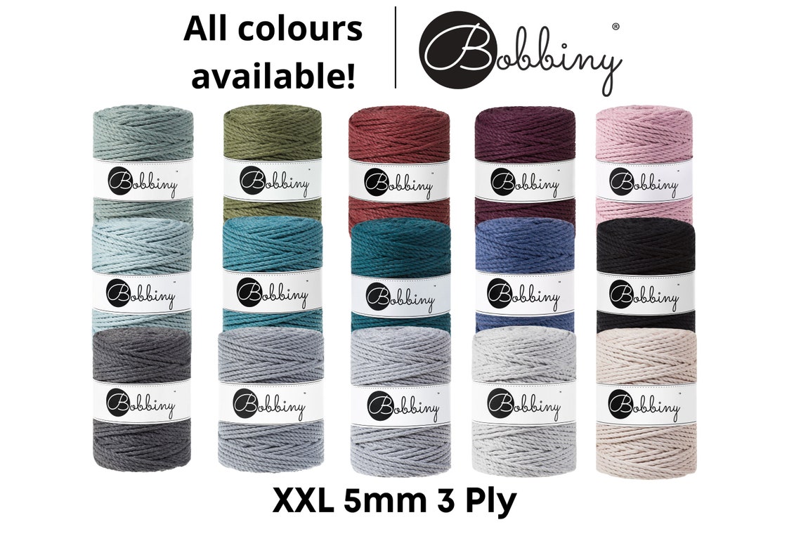 Bobbiny Makramee Kordel 5mm 100m Eukalyptusgrün | 3-lagige Baumwollkordel Aus Recycelter Baumwolle